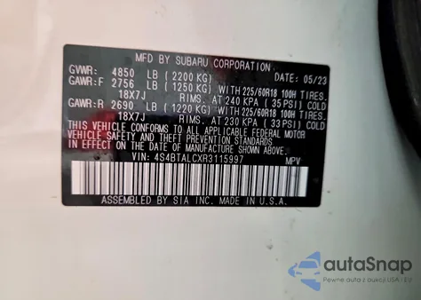 2024 Subaru Outback Onyx Edition from USA, damaged, VIN 4S4BTALCXR3115997